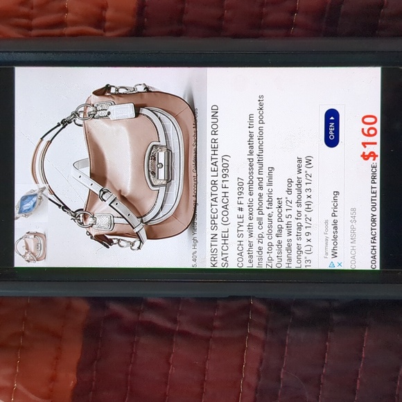 COACH* Kristen lavender tri textured leather bag w/silvertone hardware zip close - Picture 16 of 16